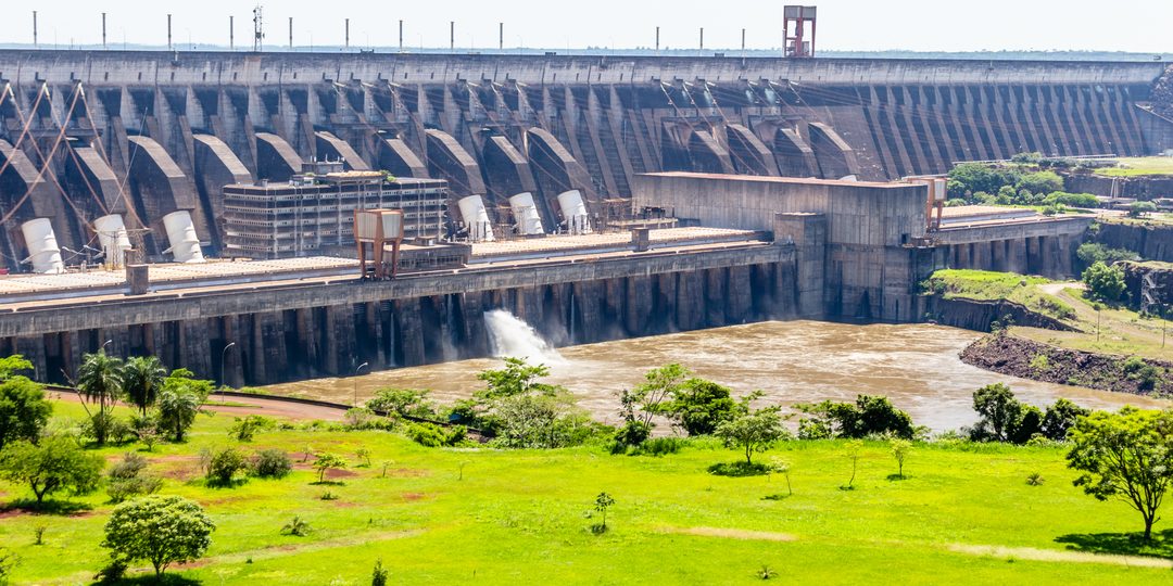 Aerial view of the Itaipú Dam on the Paraná River