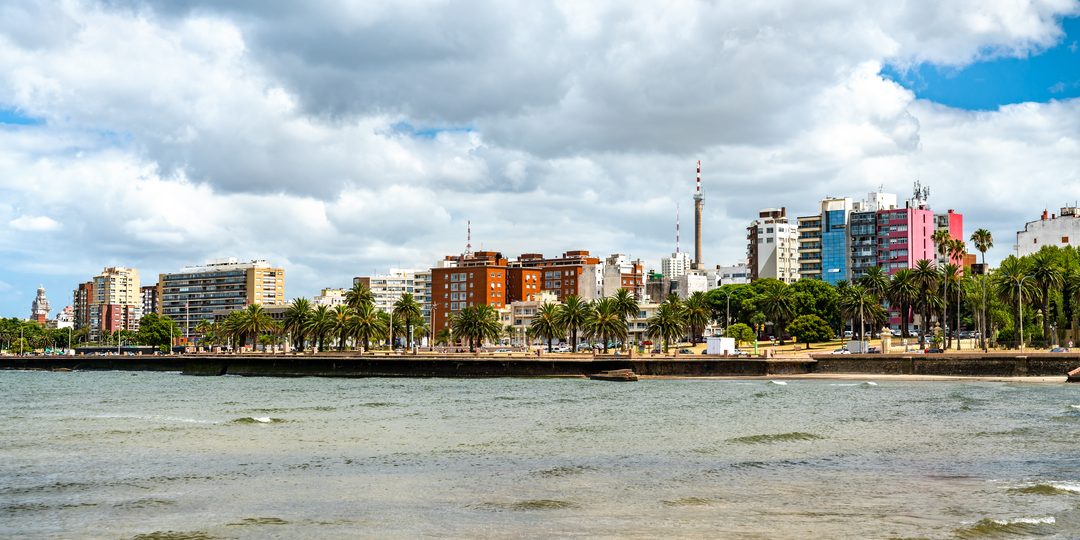 Montevideo's coastal skyline viewed from the water