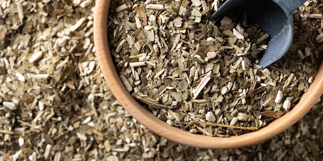 Dried yerba mate leaves