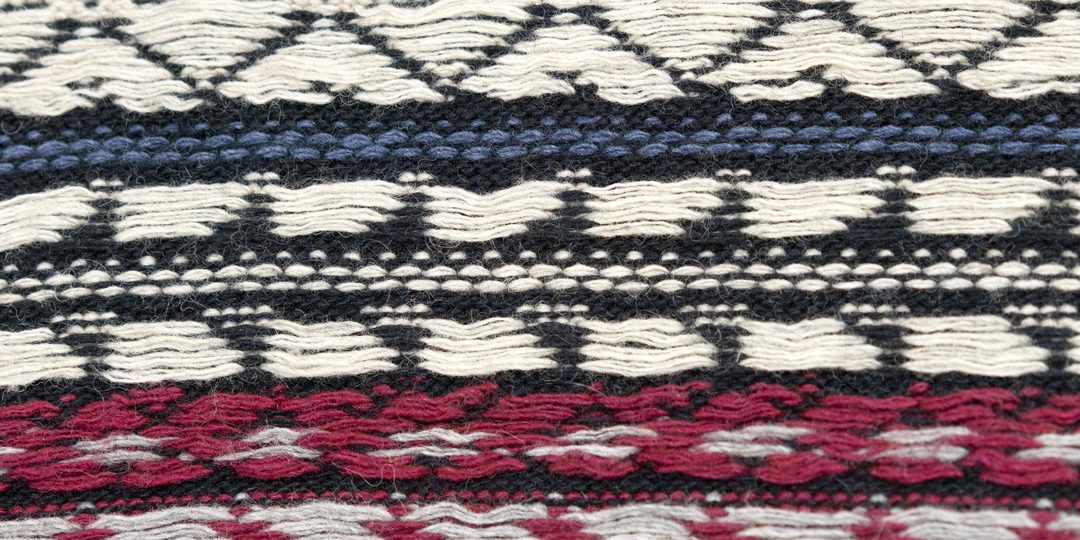 Close-up of a traditional Andean woven textile