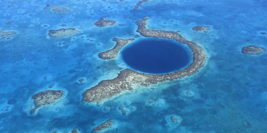 Aerial view of the Great Blue Hole, Belize