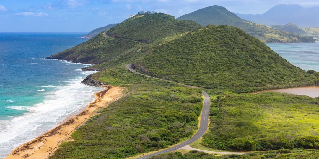 Panoramic view from Timothy Hill overlooking St. Kitts and Nevis